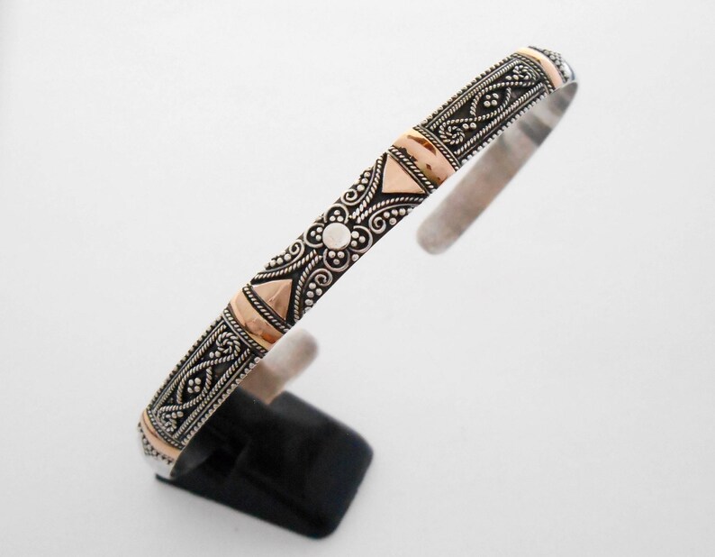 Balinese Bangle sterling silver gold bracelet silver 925 Bali handmade jewelry silver 925 #149B