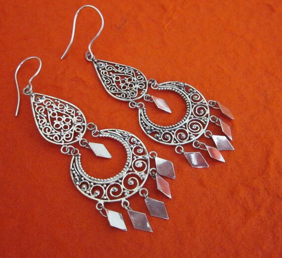 Unique Balinese Silver Sterling Chandelier Earrings - Unique Sterling Silver Chandelier Earrings Unique Balinese Silver Sterling Chandelier Earrings - Unique Sterling Silver Chandelier Earrings