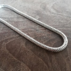 Solid thick Balinese chain sterling Silver necklace with slide lock  / Silver 925 / Bali handmade art jewelry / 6 mm thick / (#110m)