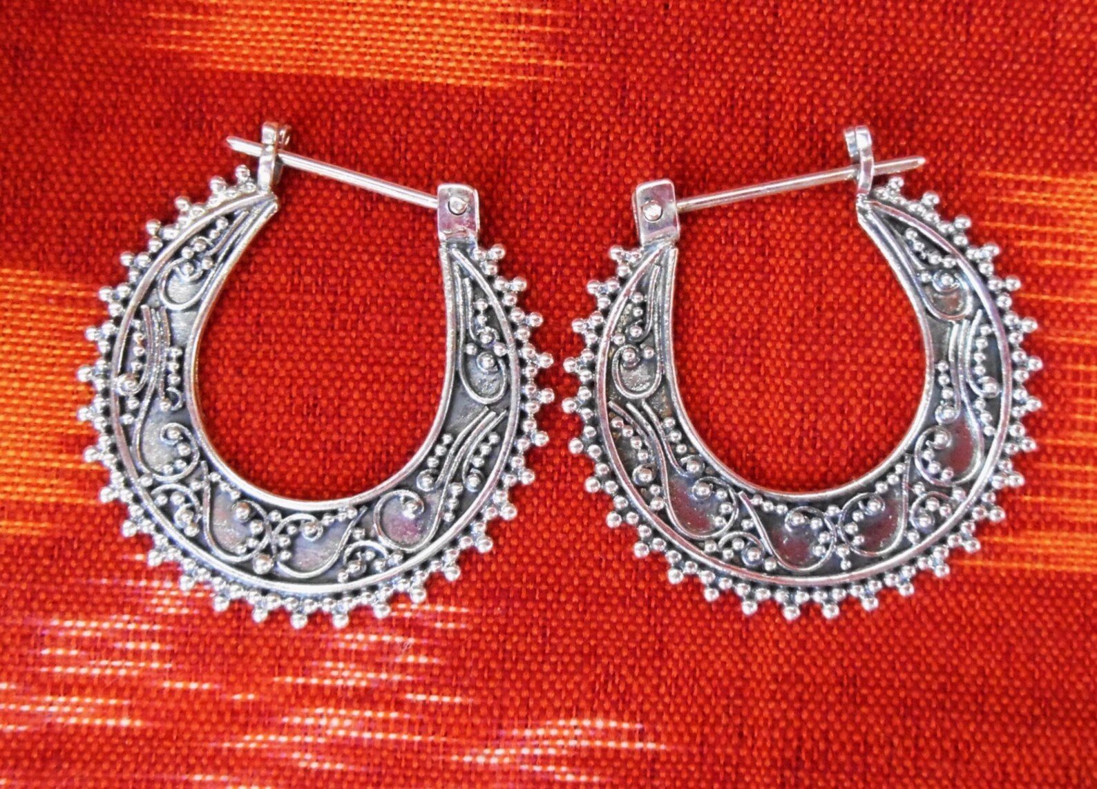 Bali Hoop Sterling Silver Earrings / Silver 925 / Balinese Etsy
