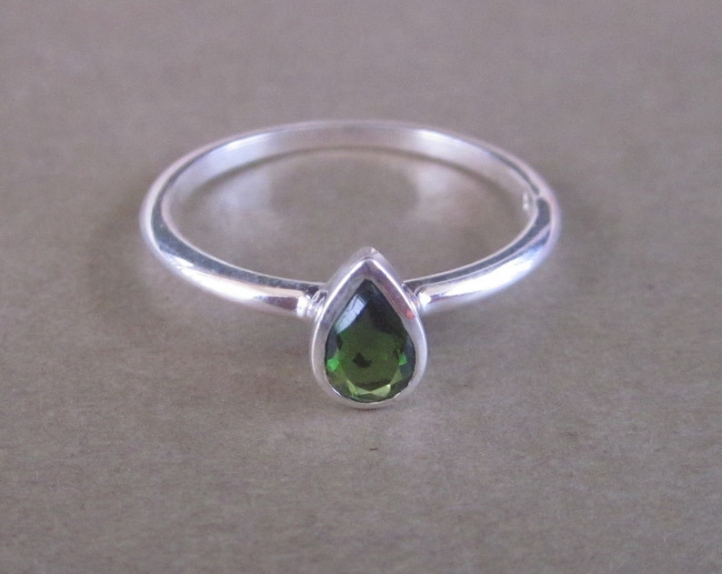 Sterling Silver green tourmaline gemstone ring silver 925 only available size US 7 12