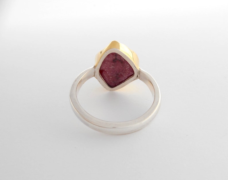 #626m Unique silver sterling rough Ruby gem ring gold plated Bali handmade jewelry silver 925 only size 10 available