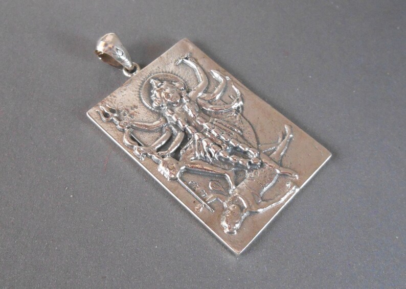 #999K Lord of death 1.90 inch Sterling Silver Kali amulet Pendant silver 925 Hindu Goddess