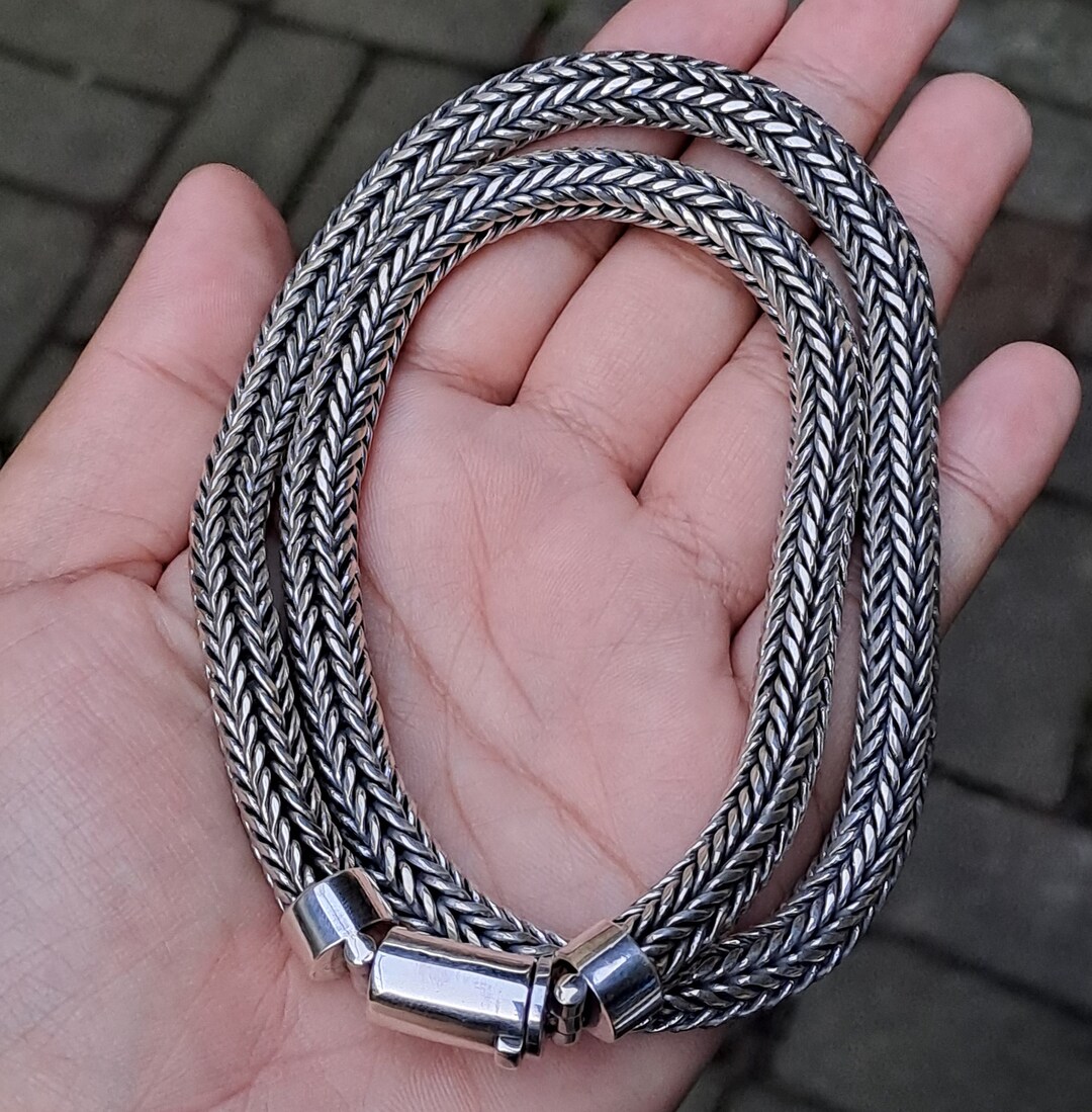 Awesome Solid Thick Balinese Chain Sterling Silver Slide Lock / Silver ...