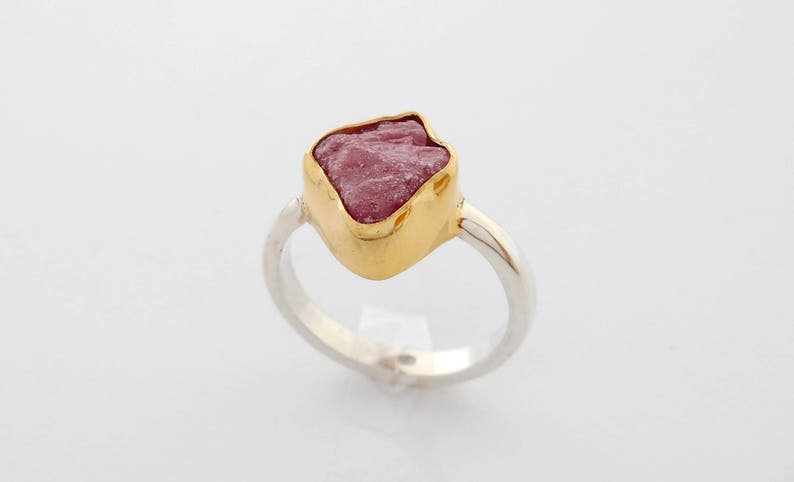 #626m Unique silver sterling rough Ruby gem ring gold plated Bali handmade jewelry silver 925 only size 10 available