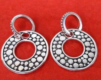 Bali Sterling silver round hoop earrings / 1.25 inch / silver Medium hoop earrings / handmade earrings (#229m) M