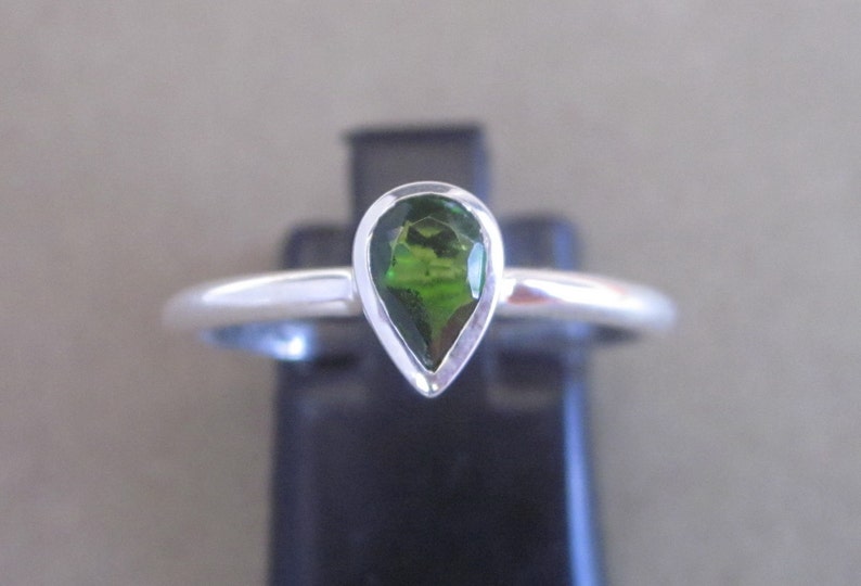 Sterling Silver green tourmaline gemstone ring silver 925 only available size US 7 12