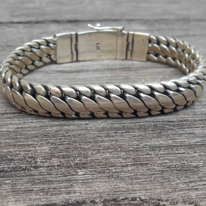 8 mm thick solid sterling Silver bracelet  / Silver 925 / Bali handmade art jewelry / request your length ! / (#106b)