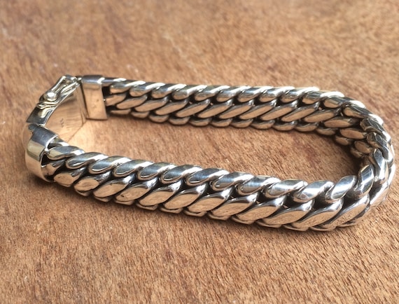 Men's Heavy Silver Chain Detail Bracelet