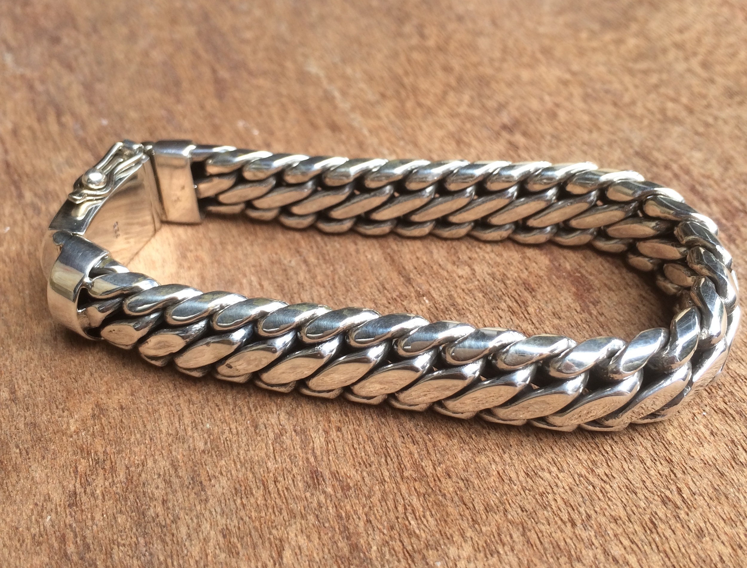 Heavy Thick Solid Sterling Silver Bracelet / Silver 925 / Bali - Etsy