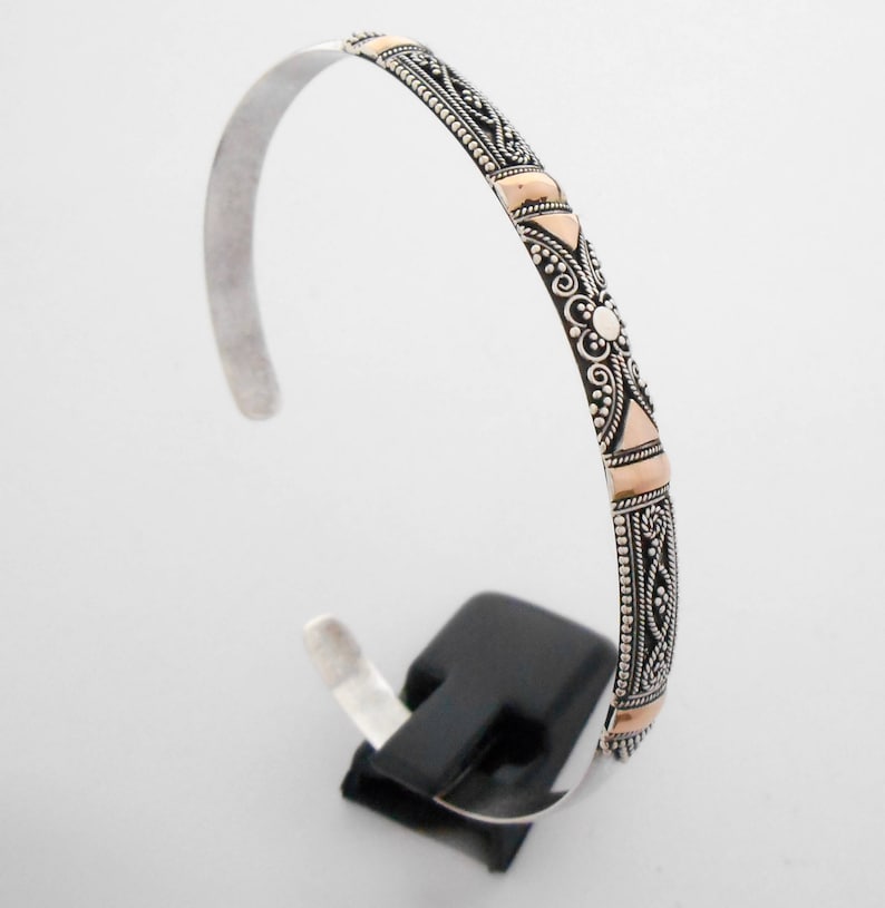 Balinese Bangle sterling silver gold bracelet silver 925 Bali handmade jewelry silver 925 #149B