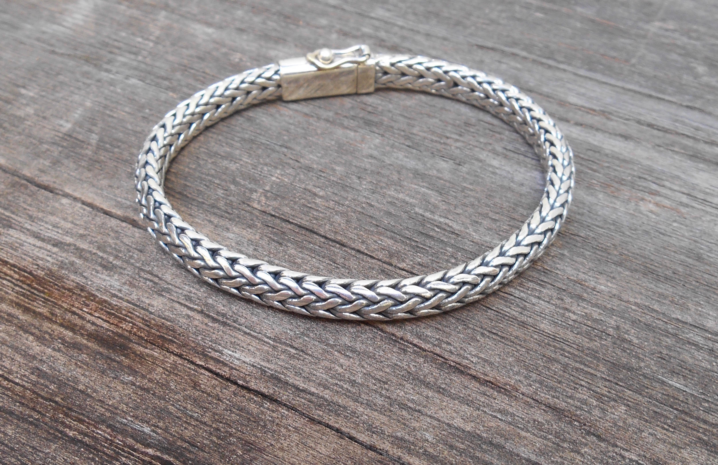 Solid Thick Solid Sterling Silver Bracelet / Silver 925 / Bali Etsy UK