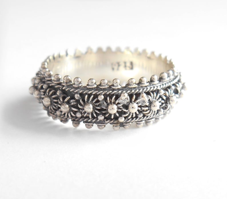 Unique Sterling Silver Granulation Technique Band Ring / - Etsy