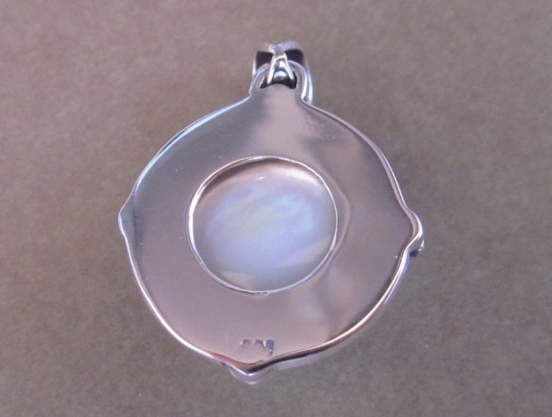 Balinese sterling Silver Pendant White Mabe Pearl silver 925 Bali granulation art jewelry #1pm