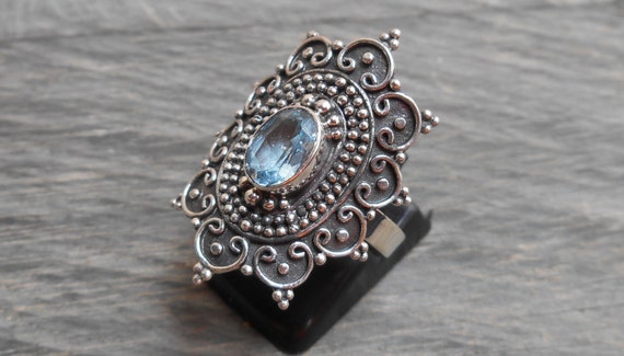 Balinesische Sterlingsilber traditionellen Stil Topas Ring / | Etsy