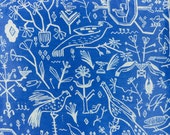 Blue and White Silk Grecian Bird Folk Cushion Pillow