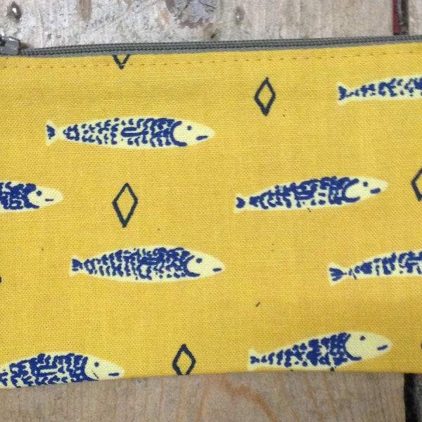 Fishes Cotton Screen Print Coin Purse