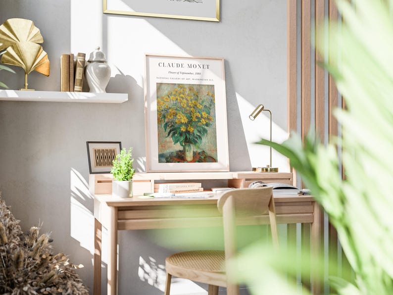 Lot De 4 Tableaux Claude Monet Sur Toile - 30x30 Cm Chacun, Cadre Bois 2 Cm - Prêts à Accrocher, Décoration Salon, Chambre, Cuisine - 8