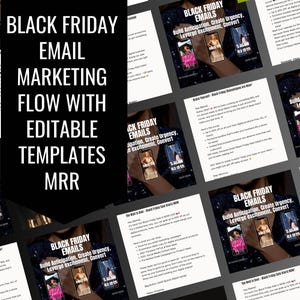 Szablony przepływu wiadomości e-mail PLR Black Friday dla produktów cyfrowych | Możliwość edycji w Canva Pro + darmowy bonus | PLR | Główne prawa odsprzedaży