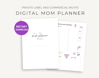 Colorful Mom Planner, Digital Life Planner for Busy Moms, Household Organizer, PLR, MRR, Journal, Digital Download