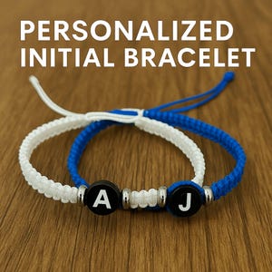 Set of 2 Custom Engraved Initial Bracelets for Couples and Friendships, Matching Bracelets for Him Her, Gift Boyfriend Anniversary Bestie