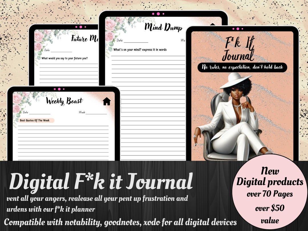 F*ck It Journal | Digital Rant & Relief | Black Girl Planner | Mental ...