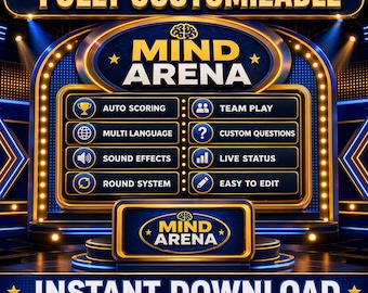 Juego de preguntas y respuestas Mind Arena / Noche de fiesta personalizable (Descarga digital)