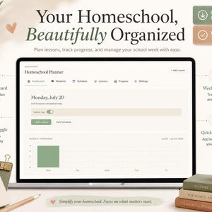 Homeschool Planner | Digital Lesson Planner | Weekly Schedule | Multi Student Tracker | Offline Web App | Instant Download