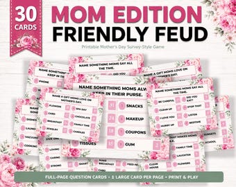 Mother’s Day Friendly Feud Game Printable, Mom Edition Party Game, Family Brunch Activity, Answer Key, Score Sheet, Digital Download
