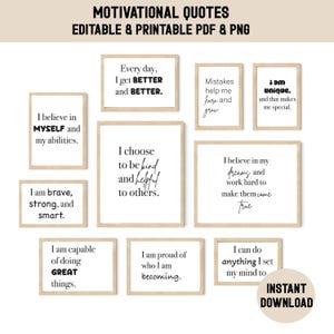 Motivational Quotes for Home Inspirational Quotes for Office Decor Affirmation Posters Printable Art Black and White Prints, Set of 10