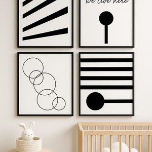 Modernes Schwarz-Weiß-Wandkunst-Set - 4 druckbare 18x24 Geometrische Abstrakte Poster Minimalistische Digitaler Download Dekor