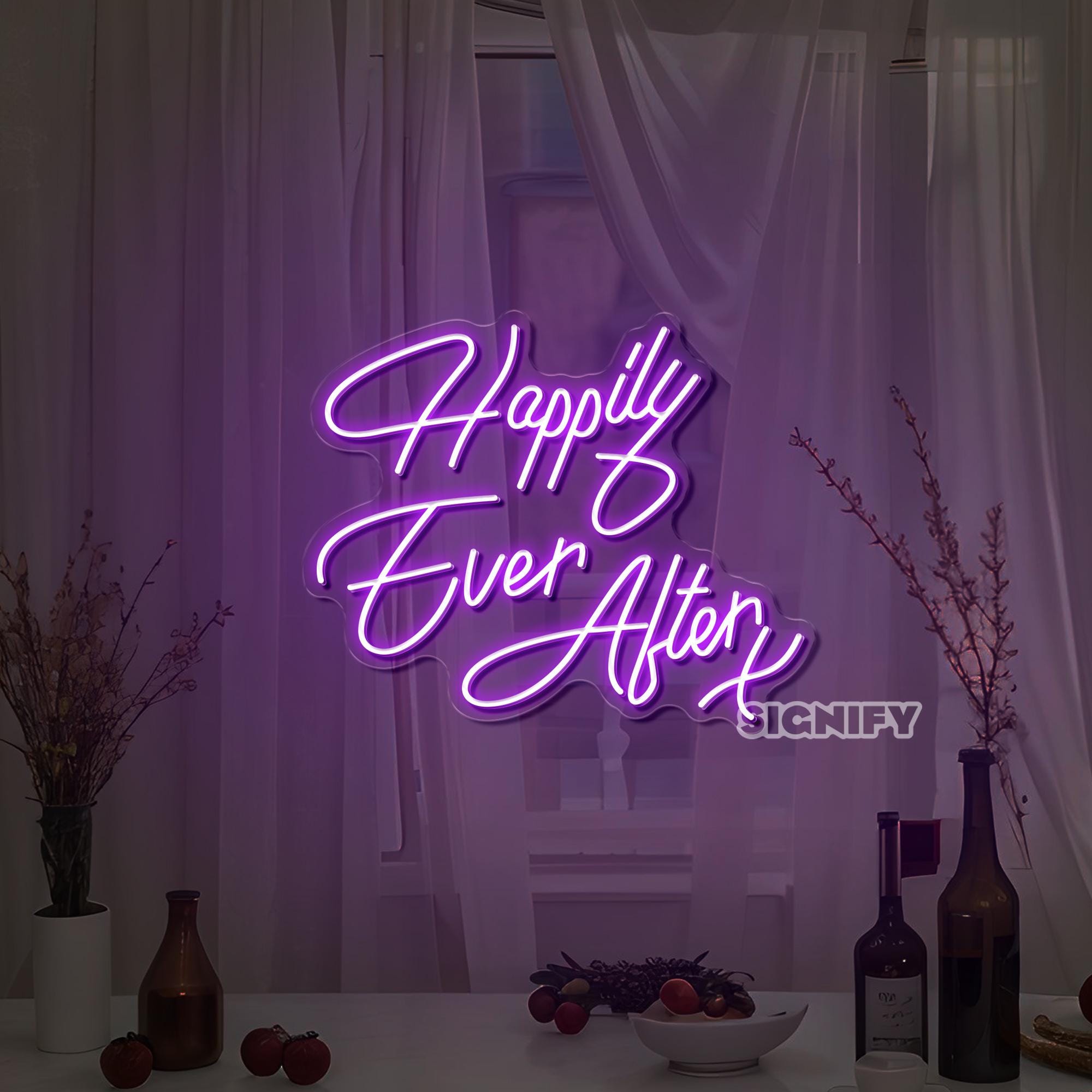 Happily Ever After Neon Sign: Wedding Engagement Party Decor - Etsy