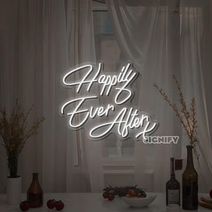 Happily Ever After Neon Sign Wedding Neon Sign Custom LED Light for Engagement Party Backdrop Wall Decor Gifts for Couple Wedding Gift Neon