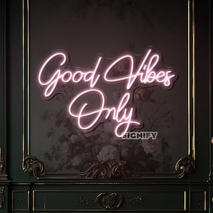 Good Vibes Only Neon Sign, Custom Good Vibes LED Neon Light Bedroom Home Bar Decorations Room Salon Wall Decor Art, Led Lights Sign Neon