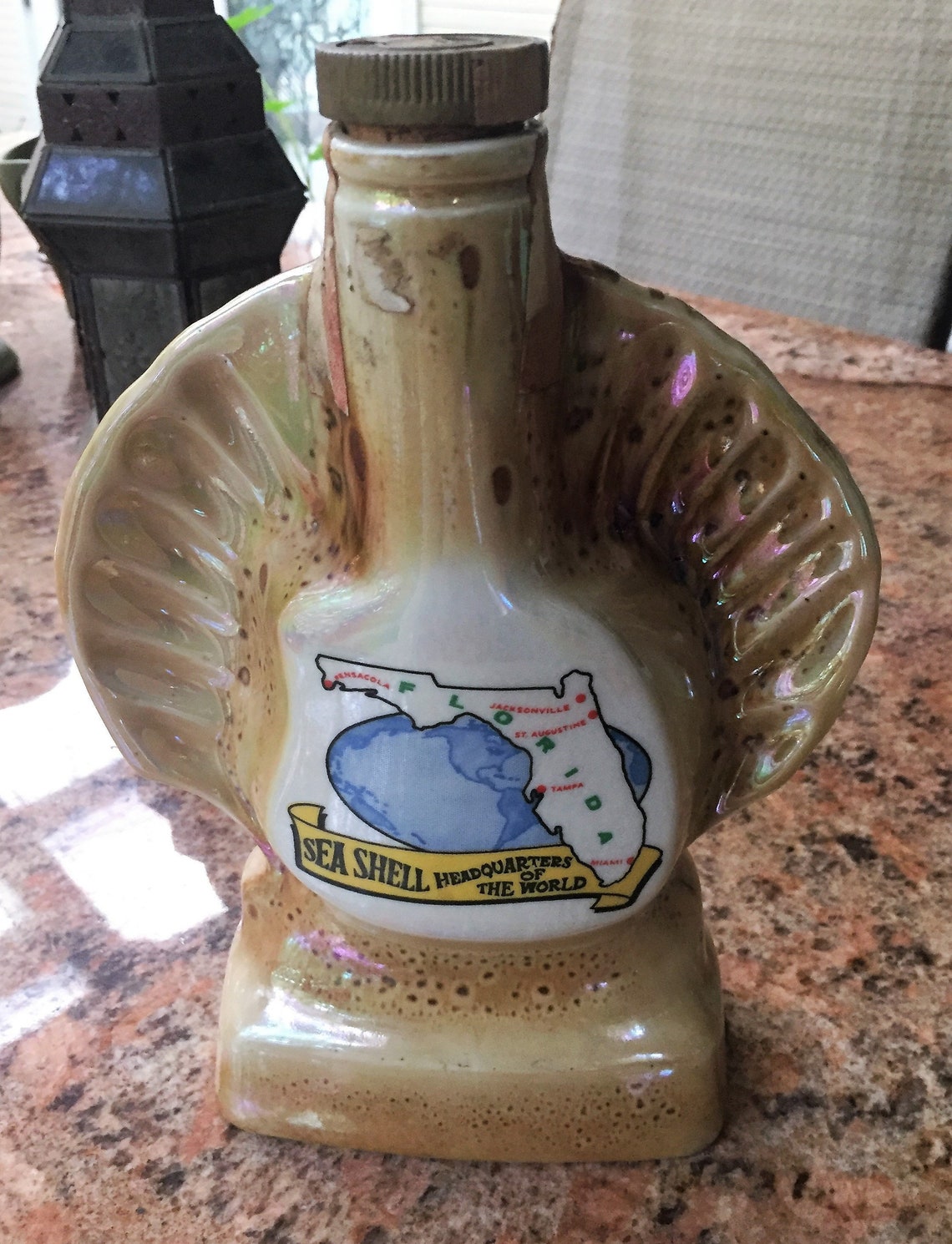 Awesome Sea Shell Jim Beam Bottle Iridescent Decanter Florida Etsy