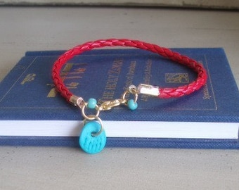 Turquoise lucky hamsa Red Bracelet kabbalah evil eye beads cameo by RedBracelet on ETSY