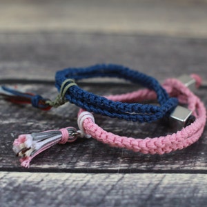 Pink bracelet girls accessory boys cool gift lucky charm unisex tassel jewelry