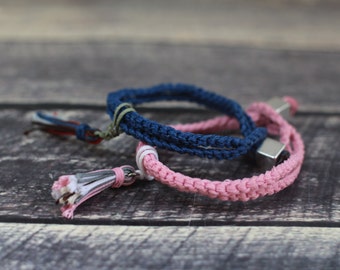 Pink bracelet girls accessory boys cool gift lucky charm unisex tassel jewelry