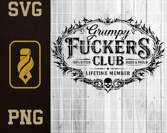 Grumpy Fickers Club SVG PNG: Totenkopf Sarkastisch Erwachsenen Humor Design (Digitaler Download)