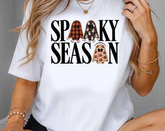 Spooky Season, Halloween Ghost PNG, Leopard Camo Checker Ghosts, DTF Design, Halloween Sublimation Download
