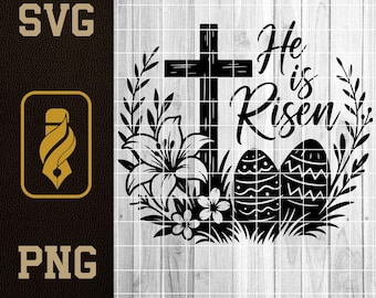 Er ist auferstanden Ostern SVG Laser Gravur Leder Design Vektor Logo Schnittdatei