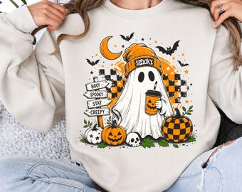 Spooky Ghost Pumpkin Shirt, Halloween Ghost T-Shirt