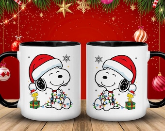 Snoopy Christmas Mug PNG, Peanuts Cartoon (Digital Download)