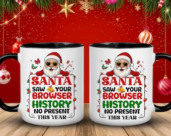 Funny Christmas Mug Wrap: Santa Browser History—Adult Humor (Digital Download)