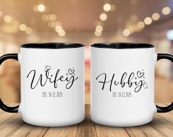 Personalisiertes Mr & Mrs Kaffeetassen Set: Verlobung Hochzeitsgeschenk (Digitaler Download)