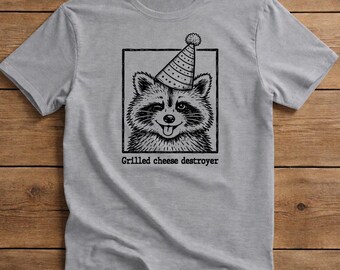 Waschbär gegrilltes Käse-Zerstörer-T-Shirt, lustiges Partytier-Grafik-T-Stück (digitaler Download)