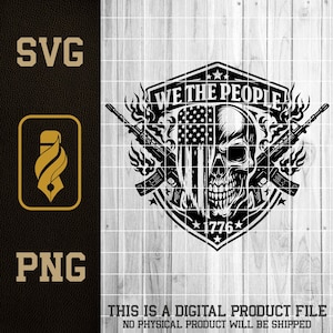 We the People Skull SVG: Distressed USA Flag Laser Engraving File (Digital Download)
