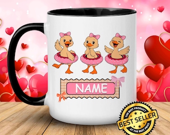Duck Trio With Floatie PNG: Custom Name Girl Design, Summer Kids Shirt (Digital Download)