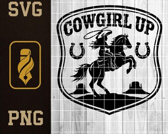 Cowgirl Up SVG Design: Cowboy-Stiefel, Hufeisen (Digitaler Download)