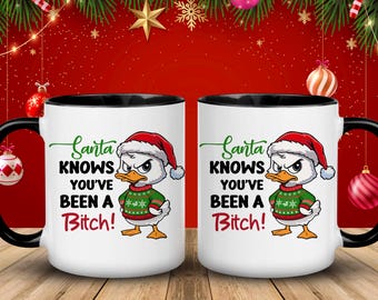 Rude Christmas Mug Design – Funny Santa Duck Sublimation (Digital Download)
